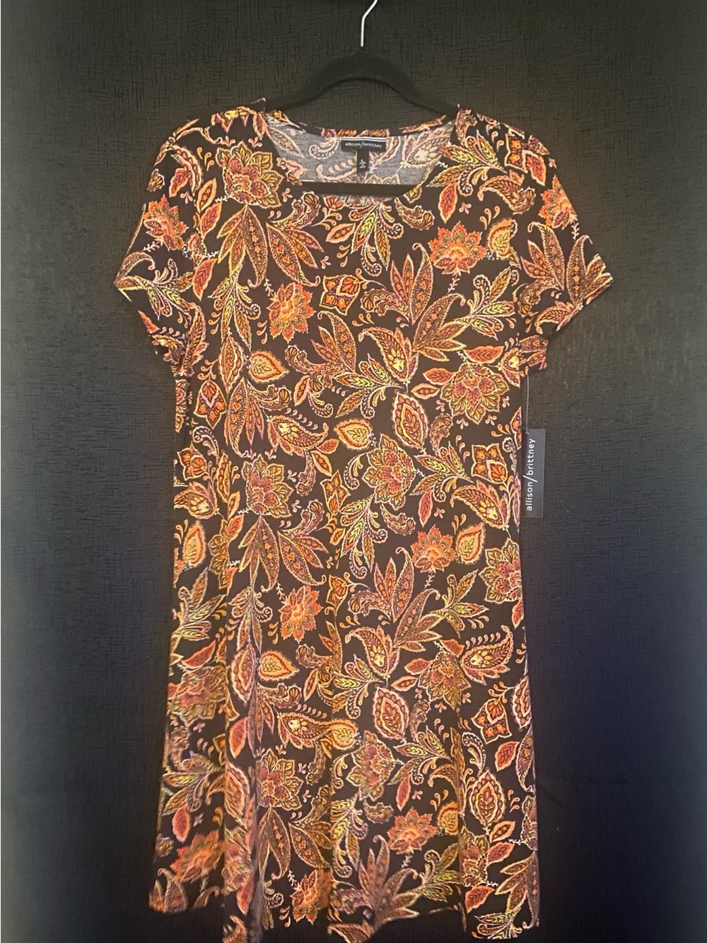 Allison Brittney - NWT Orange and Yellow Paisley Dress size large